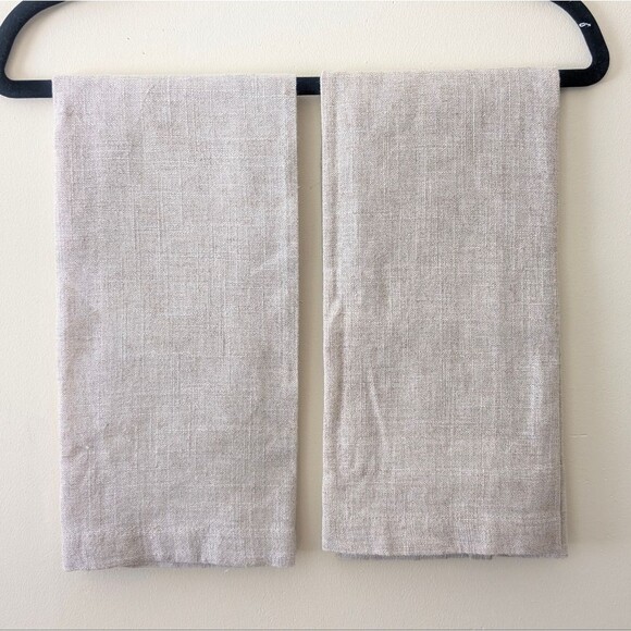 Hemstitched Embroidered Linen Tea Towels Lavender Cream Purple 28 x 17 - Picture 2 of 4